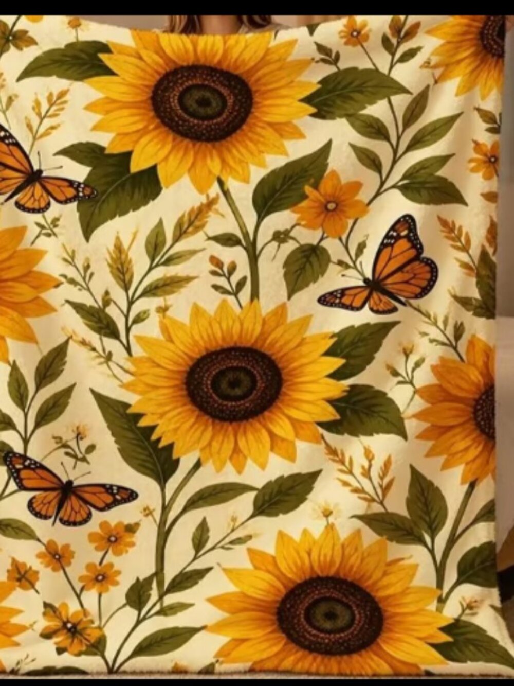 Sunflower & Butterfly Queen Plush Blanket